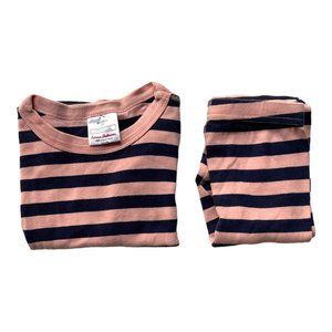 Hanna Andersson Striped Pajamas pink and navy